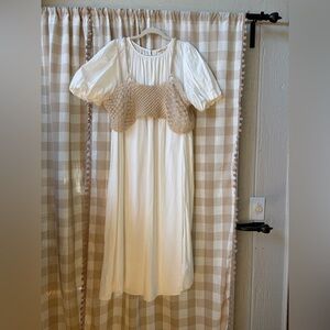 H&M Cream Pleated Maxi Dress with Detachable Bralette